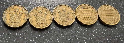 Vintage british threepence - vintage,