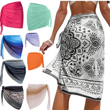 Women Short Sarongs Swimsuit Cover Up Chiffon Beachwear Bikini Wrap Mini Skirt