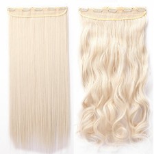UK One Piece Natural THICK Clip in Hair Extensions Half Full Head Long Straight