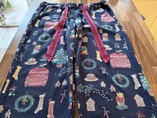 Fat Face PJ Pyjamas Bottoms Size 10-12 Christmas food and Jumper  design 