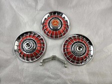 Vigano Vespa Chrome Wheel Discs x 3 Red 8" Rim Genuine Vintage Italian Scooter