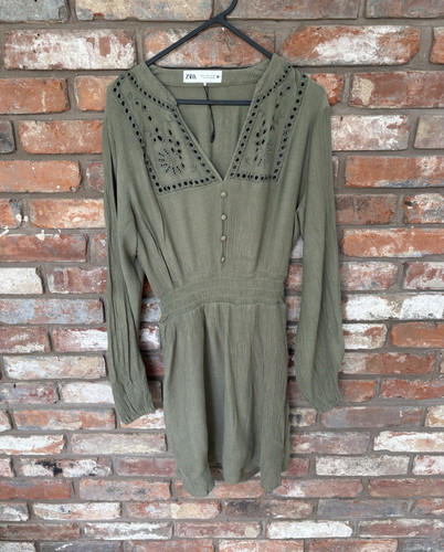 Zara womens green neck - v-neck, long