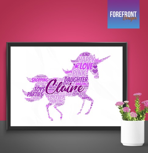 Personalised unicorn word - word, art