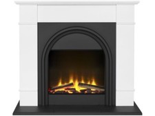 Adam Chesterfield Electric Fireplace Suite in White & Charcoal Grey, 44 Inch