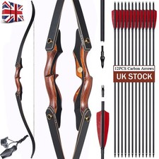 Archery 60" Takedown Recurve Bow RH Wooden Riser 25-50lbs Hunting Shoot Target