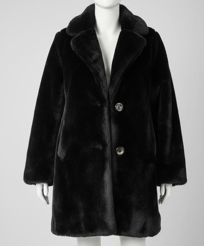 Black faux fur - winter, coat