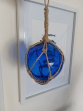 10cm (4") Blue Glass Buoy Fishermans Ball Floats With Rope Detail Fishing