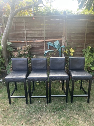 Ikea black leather - leather, stool
