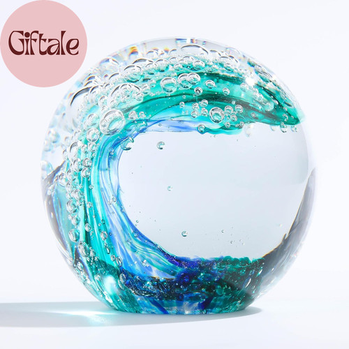Hand blown ocean waves crystal - blown,