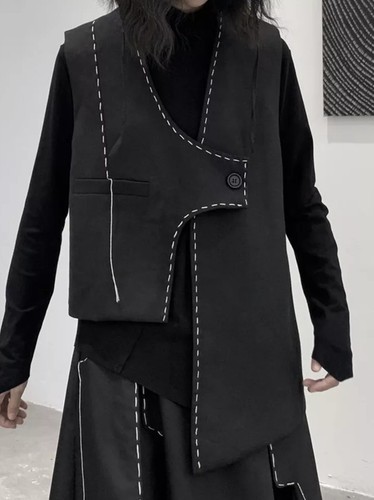 Black ladies waistcoat edgy - ladies,