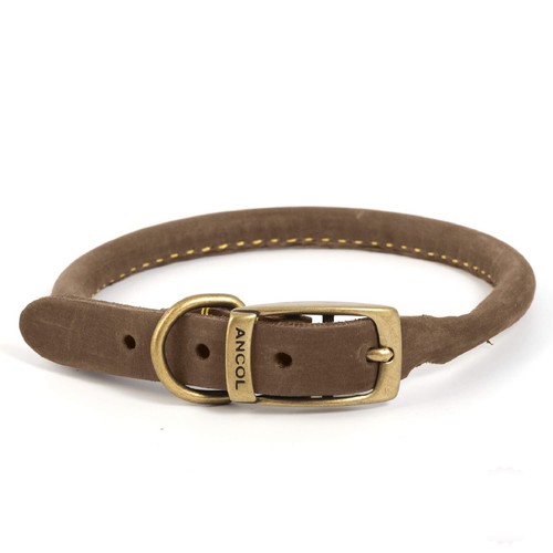 Timberwolf round leather dog - timberwolf,