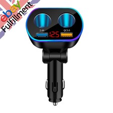 12V LED 2 Way Car Cigarette Lighter Socket Splitter Dual USB Charger Adapter NEW
