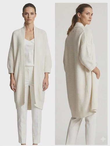 White oversized long cardigan - white,