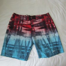 Speedo LZR Racer blue red pink abstract print swimming shorts XXL pocket W 39"