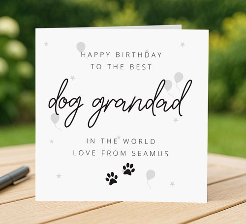 Cute dog grandad birthday card - cute,