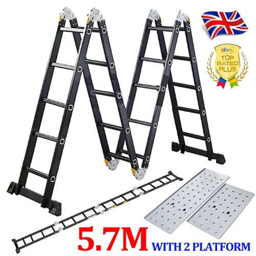 Aluminium folding ladder - 5.7m,