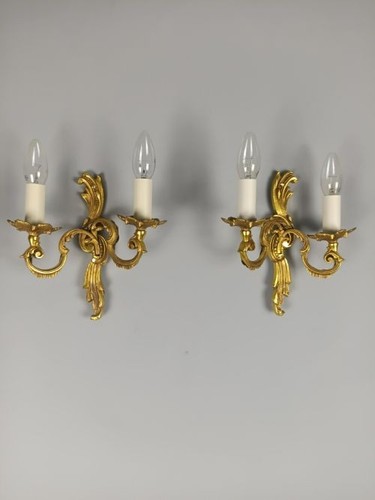 Pair french gilded twin arm - french,