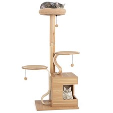 Wooden Cat Tree 129cm Tall Cat