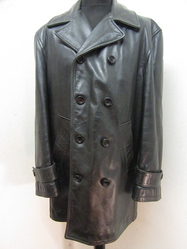 Vintage leather pea - leather, coat