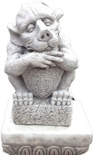 Large stone garden gargoyle With Shield superb Details Statue