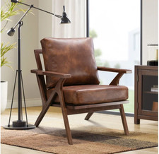 Armchair Tub Chair Living Room Armchair, Mid Back Brown Legs Comfy Chair Brown