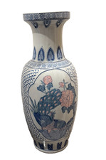 Large Chinese Porcelain Oriental Bird &  Flower Floor Vase 25" Guangxu Dyanasty