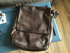 John Rocha large brown leather shoulder bag, well used, striped strap