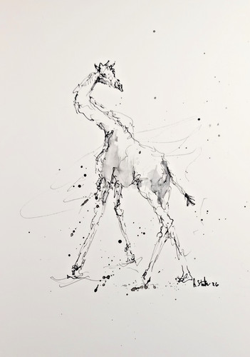 Original giraffe scribble ink - original,