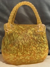 Hand Blown Art Glass Yellow &
