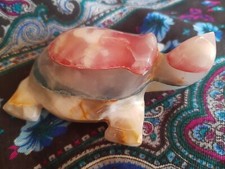 Vintage Triple Band Polished Onyx Turtle 4 1/2" x 3"