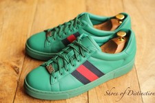 Gucci Ace Green Leather Shoes Trainers Sneakers UK 8.5 US 9.5 EU 42.5