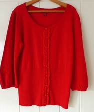 Monsoon Red Skinny Rib Cardigan Size 12 New Without Tag's