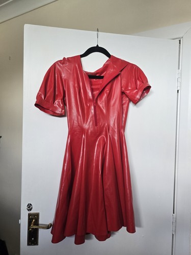 Red latex libidex hood flare - latex,