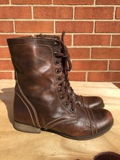 Steve Madden Troopa Lace Up Boots Brown Leather Women Size US 7M   