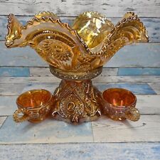 Antique Carnival Glass Punch or Fruit Bowl. Stunning Table Centrepiece.