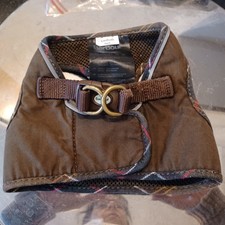 Barbour Tartan Step-in Brown waxed Dog Harness Size Medium with  Tartan Edging