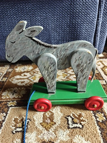 Vintage pull along donkey - vintage,
