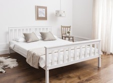 Double Bed in White Wooden