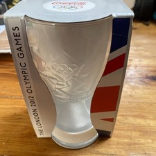McDonald’s Coca Cola London 2012 Olympics Clear Glass With White Band, New.