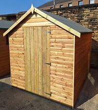 8x6 Garden Shed Loglap 16mm T&G Apex Hut - Tanalised Factory Seconds - Treated