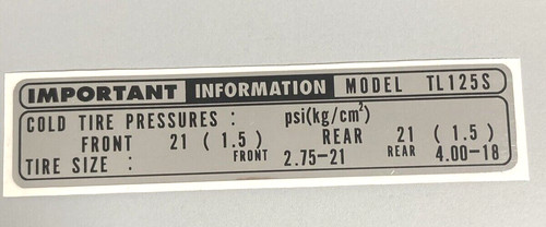 Honda tl125 tire info - s,