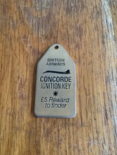 Concorde Ignition Key Luggage Tag Or Key Ring Collectible Vintage