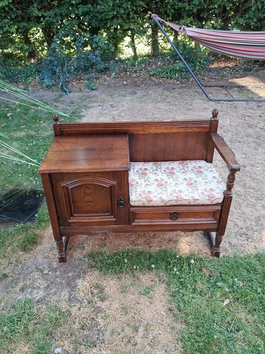 Vintage oak telephone - oak, table