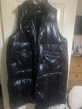 Boohoo Women's Gilet Size 28 Black Shiny Sleeveless Fulllength