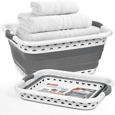Large 58L Collapsible Laundry Basket with Handles Pop up Plastic Washing Basket