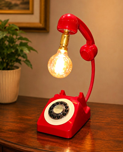 Vintage red rotary telephone - red,