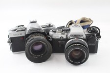 SLR Vintage Film Cameras Inc Olympus OM10 & Minolta XG9 Both w/ Lenses x 2