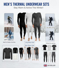 Mens Thermal Underwear Set Long Johns Top & Bottom Base Layer Winter Warm Suit