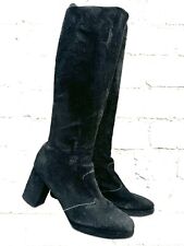 Vintage 1970s Bally platform boots long suede block heel Boho Go Go 3” UK size 6