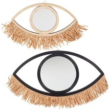 Decorative Eye Shaped Wall Hanging Mirror Wooden Frame Funky Artistic Bathroom